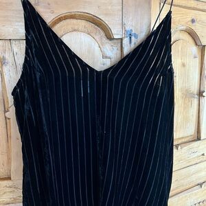 Black Striped Velvet Top